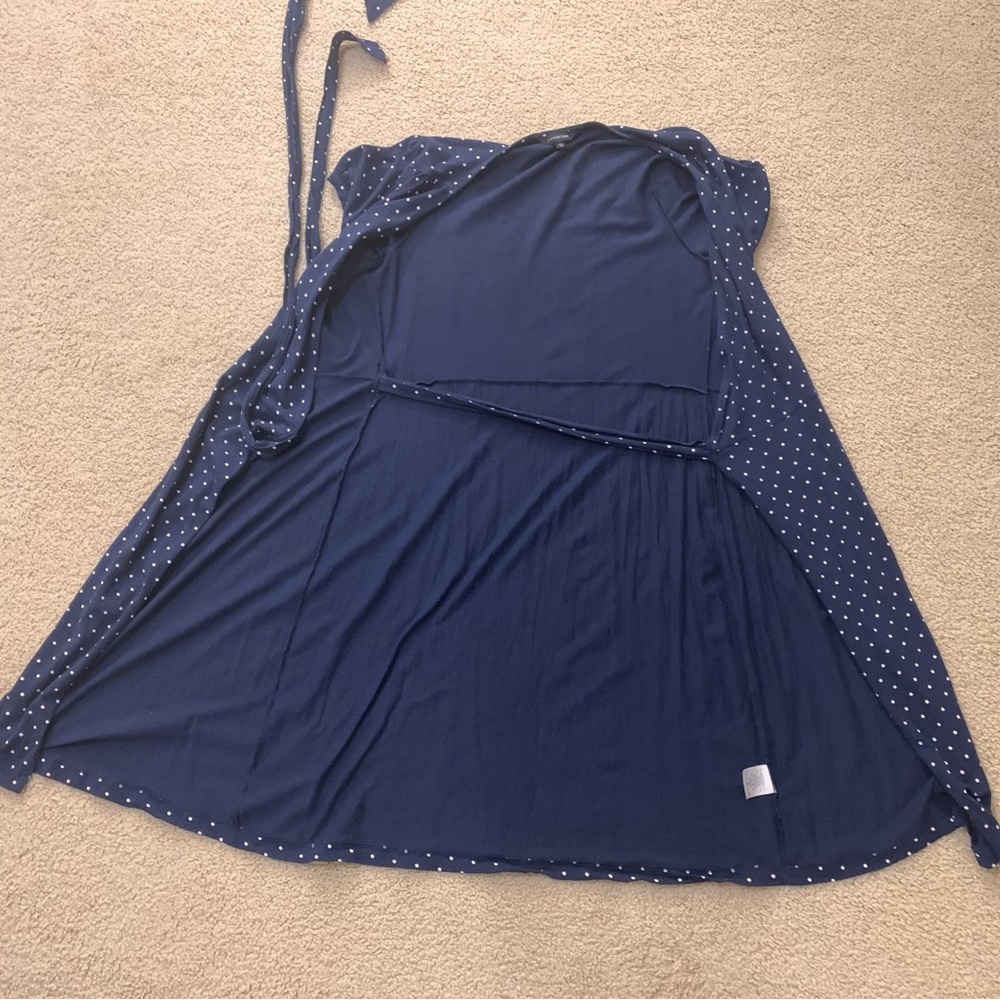 Lands' End Polka Dot Navy Wrap Dress - Picture 6 of 9